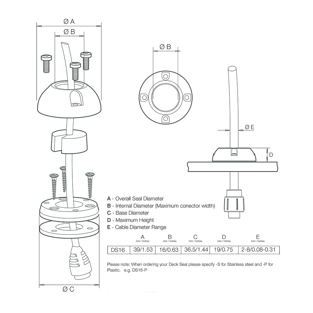 Scanstrut DS16-S Vertical Cable Seal - Stainless Steel [DS16-S]