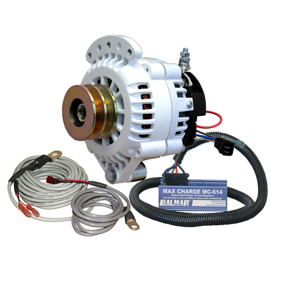 Balmar Alternator 120 AMP 12V 1-2" Single Foot Spindle Mount Dual Vee Pulley Regulator  Temp Sensor [621-VUP-MC-120-DV]